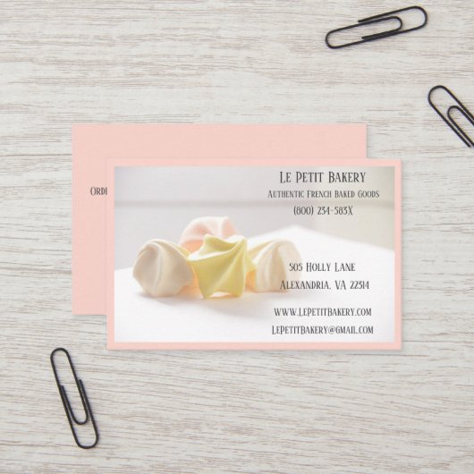 Pink Merengue Bäckerei Bäckerei Konditorei Koch Visitenkarte (Vorderseite/Rückseite Beispiel)
