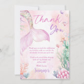 Pink Mermaid 1st Birthday Oneder The Sea Dankeskarte (Vorderseite)