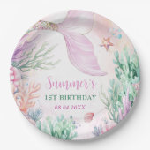 Pink Mermaid 1st Birthday Oneder The Sea Pappteller (Vorderseite)