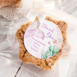 Pink Mermaid 1st Birthday Oneder the Sea Party Runder Aufkleber