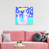 Pink Mermaid Abstrakte Kunst Leinwanddruck (Insitu (Wohnzimmer))