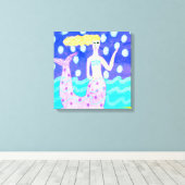 Pink Mermaid Abstrakte Kunst Leinwanddruck (Insitu (Holzboden))
