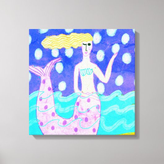 Pink Mermaid Abstrakte Kunst Leinwanddruck (Vorderseite)