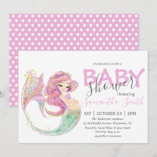 Pink MERMAID BABY DUSCHE Unterhalb des Meeres Ankündigung