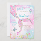 Pink Mermaid Birthday Einladung (Vorderseite)