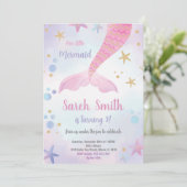 Pink Mermaid Birthday Einladung (Stehend Vorderseite)