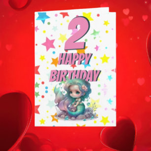 Pink Mermaid Brthday Card Karte