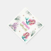 Pink Mermaid Burg Geburtstag Serviette (Ecke)