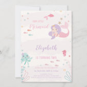 Pink Mermaid Geburtstag individuell einstellbar Einladung (Vorderseite)