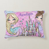 Pink Mermaid Girl Bedroom Individuelle Name Dekokissen (Vorderseite)