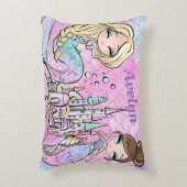 Pink Mermaid Girl Bedroom Individuelle Name Dekokissen (Vorderseite(Vertikal))
