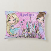 Pink Mermaid Girl Bedroom Individuelle Name Dekokissen (Rückseite)