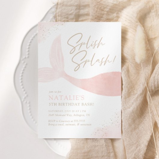 Pink Mermaid Girl Birthday Party Einladung