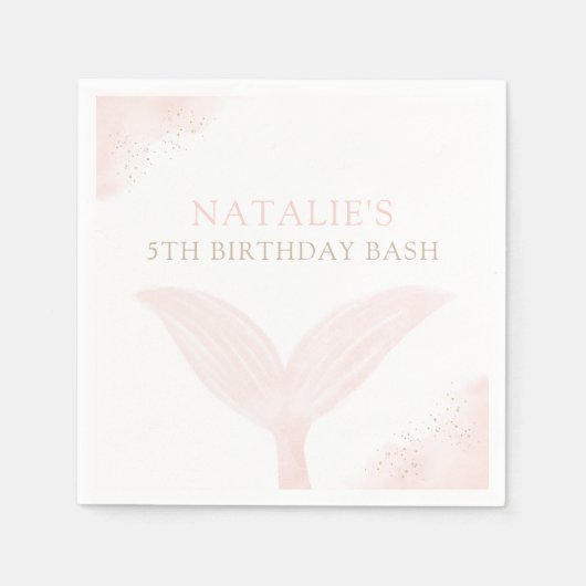 Pink Mermaid Girl Birthday Party Serviette (Vorderseite)