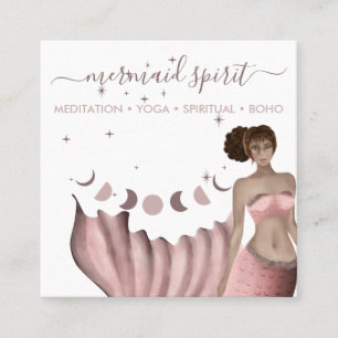 Pink Mermaid Mond spirituelles Tarot Quadratische Visitenkarte