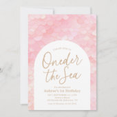 Pink Mermaid Oneder Sea 1. Geburtstag Party Einladung (Vorderseite)