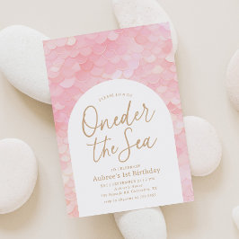 Pink Mermaid Oneder Sea 1. Geburtstag Party Einladung