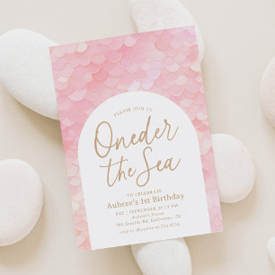 Pink Mermaid Oneder Sea 1. Geburtstag Party Einladung