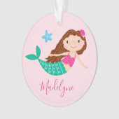Pink Mermaid Personalisierter Name Ornament (Vorderseite)
