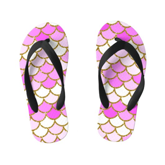 Pink Mermaid Scales Kinderbadesandalen (Fußbett)