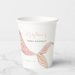 Pink Mermaid Schwanz Birthday Paper Cups Pappbecher