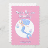 Pink Mermaid Theme Kindergeburtstag Party Einladung (Vorne/Hinten)