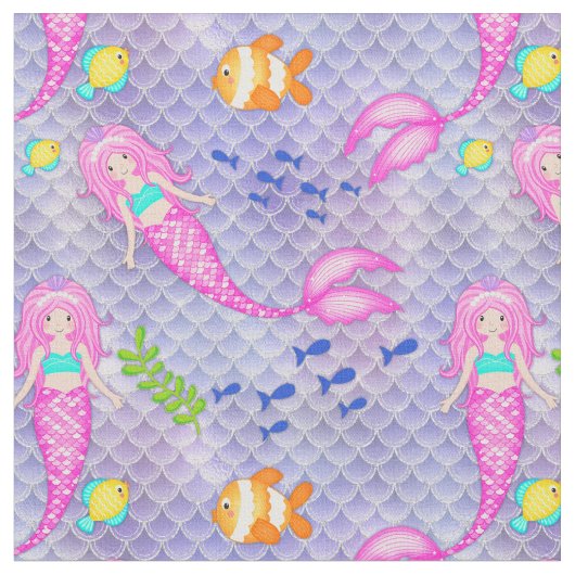 Pink Mermaids Stoff (Nahaufnahme)