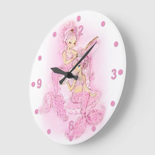 Pink Mermaids Wall Clock Große Wanduhr (Winkel)