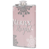 Pink Merry and Bright Schneeflocken Weihnachten Flachmann (Links)