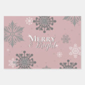 Pink Merry and Bright Schneeflocken Weihnachten Geschenkpapier Set (Vorderseite)