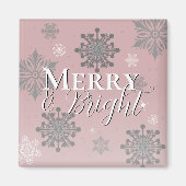Pink Merry and Bright Schneeflocken Weihnachten Magnet (Vorne)