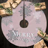 Pink Merry and Bright Schneeflocken Weihnachten Polyester Weihnachtsbaumdecke