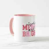 Pink Merry and Bright Typografy Groovy Weihnachten Tasse (Vorderseite Links)