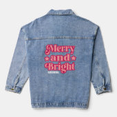 Pink Merry & Bright Weihnachten Personalisierter N Jeansjacke (Rückseite)