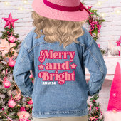 Pink Merry & Bright Weihnachten Personalisierter N Jeansjacke