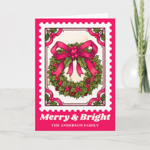 Pink Merry & Bright Weihnachtskraut Briefmarke Pos Feiertagskarte