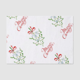 Pink Merry Christmas Mistletoe Tissue Seidenpapier
