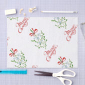 Pink Merry Christmas Mistletoe Tissue Seidenpapier (Handwerk)