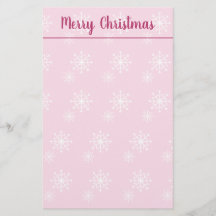 Pink Merry Christmas Stationery