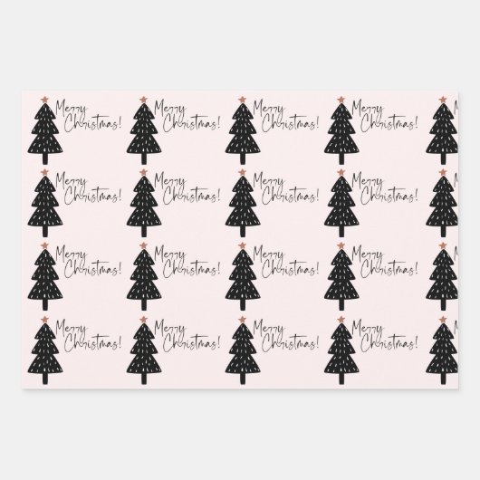 Pink Merry Christmas Tree Geschenkpapier Set (Vorderseite 2)