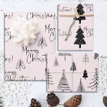 Pink Merry Christmas Tree Geschenkpapier Set<br><div class="desc">Schönes und elegantes Schwarz-Rosa Frische Packpapier Set ist perfekt für diejenigen,  die eine einfache und minimalistische ästhetische. Die Weihnachtsbäume haben einen winzigen goldenen Stern. So hübsch mit der handgeschriebenen Schrift Typografie. Sehen Sie die Koordination der Artikel in unserem Shop,  Verzauberte Finch.</div>