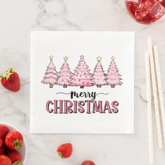 Pink Merry Christmas Tree Serviette (Beispiel)