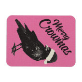 Pink Merry Crowmas Christmas Holiday Magnet (Horizontal)