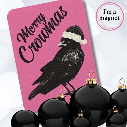Pink Merry Crowmas Christmas Holiday Magnet