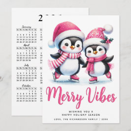 Pink Merry Vibes Ice Skaten Pinguine Weihnachten