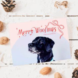 Pink Merry Woofmas Weihnachtskarte für den Hund Feiertagskarte