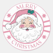Pink Mery Christmas Post Briefmarke Spaß Niedlich  Runder Aufkleber (Vorderseite)