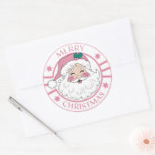 Pink Mery Christmas Post Briefmarke Spaß Niedlich  Runder Aufkleber (Umschlag)