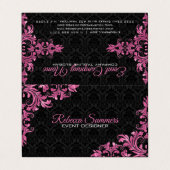 Pink Metal Lace Black Floral Damask Visitenkarten (Außenseite Aufgefaltet)
