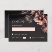 Pink Metallic Black Floral RSVP Karte (Vorne/Hinten)